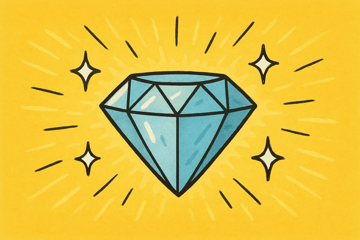 Diamond shining in the light.